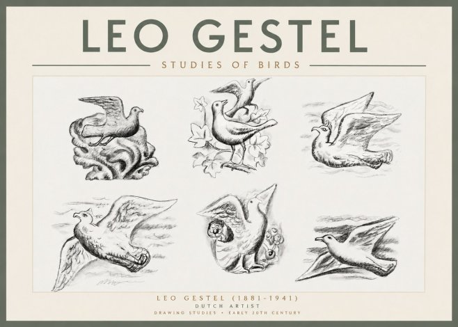 Leo Gestel Studies of Birds No3 - Plakát