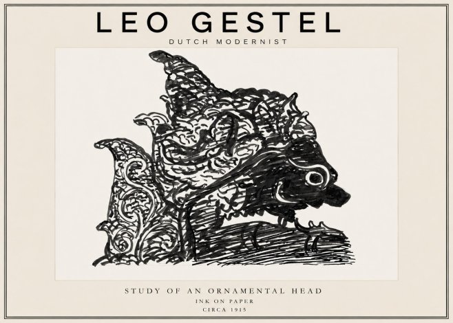 Leo Gestel Study of an Ornamental Head No3 - Plakát