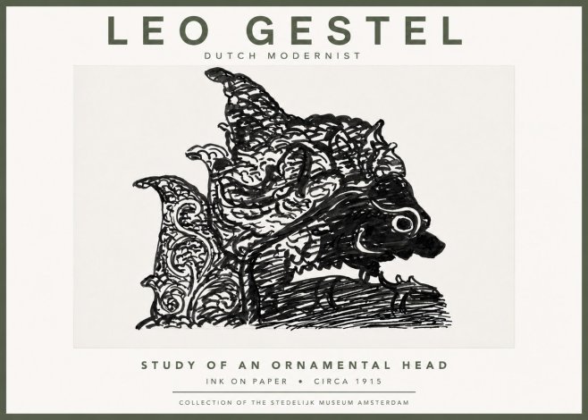 Leo Gestel Study of an Ornamental Head No5 - Plakát