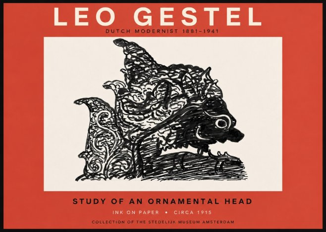 Leo Gestel Study of an Ornamental Head No6 - Plakát