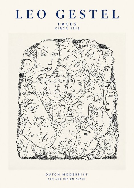 Leo Gestel Heads Ink Drawing No2 - Plakát