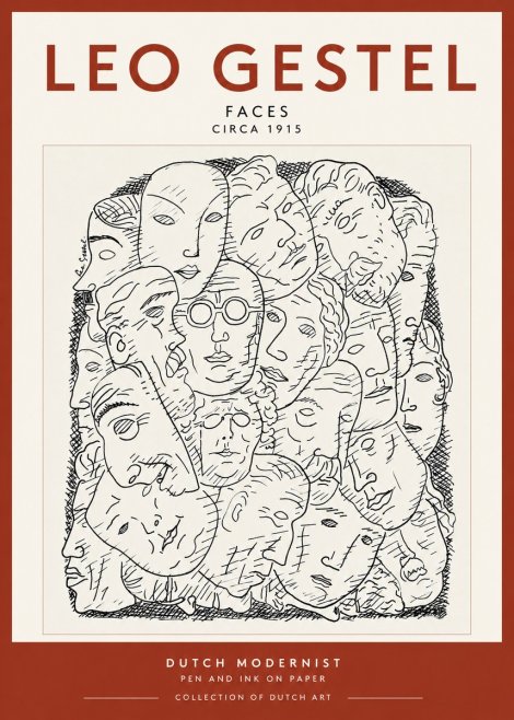 Leo Gestel Heads Ink Drawing No3 - Plakát