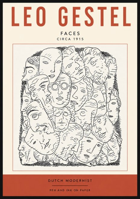 Leo Gestel Heads Ink Drawing No5 - Plakát