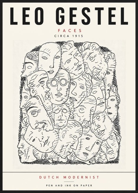 Leo Gestel Heads Ink Drawing No6 - Plakát