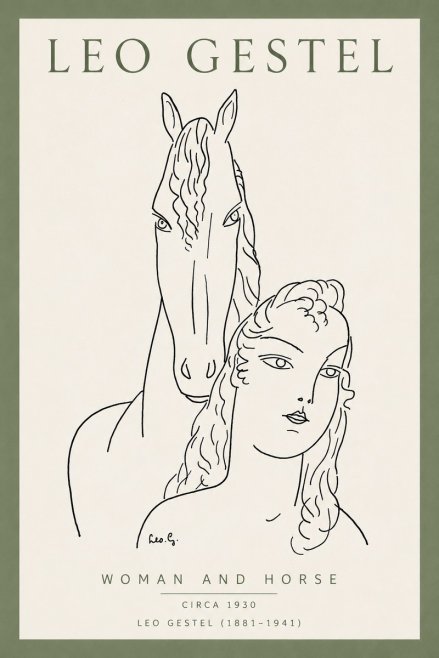 Leo Gestel Woman and Horse No4 - Plakát