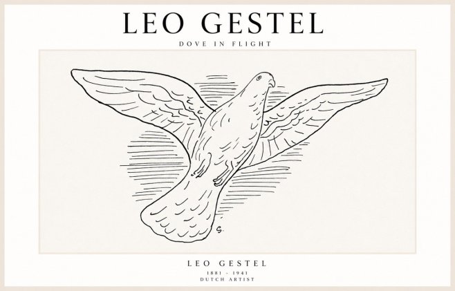 Leo Gestel Dove in Flight No1 - Plakát