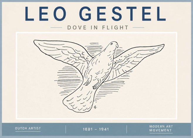 Leo Gestel Dove in Flight No4 - Plakát