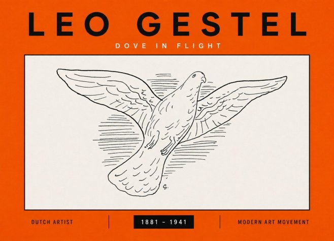 Leo Gestel Dove in Flight No5 - Plakát
