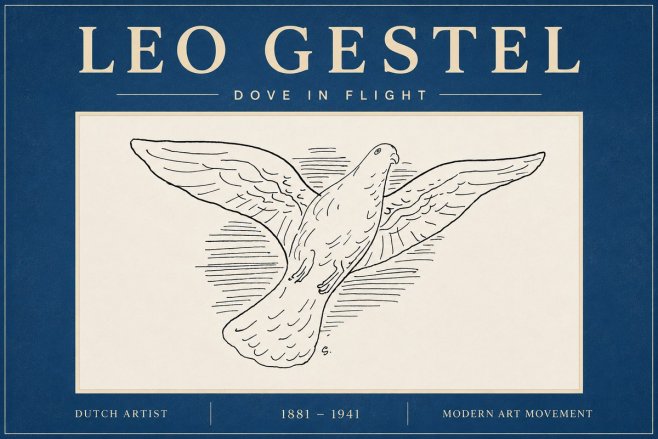 Leo Gestel Dove in Flight No6 - Plakát
