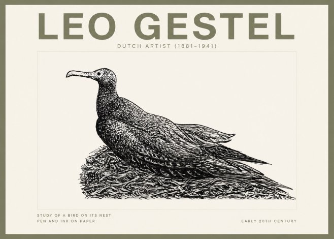 Leo Gestel Study of a Bird on Its Nest No2 - Plakát