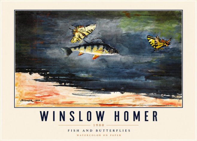 Winslow Homer Fish and Butterflies No4 - Plakát