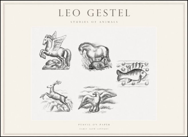 Leo Gestel Studies of Animals No1 - Plakát