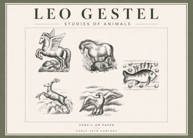 Leo Gestel Studies of Animals No5 - Plakát