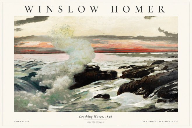 Winslow Homer Crashing Waves, 1896 No1 - Plakát