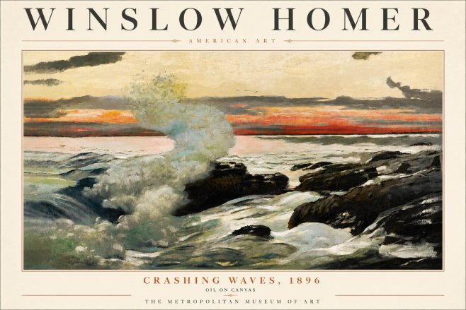 Winslow Homer Crashing Waves, 1896 No6 - Plakát