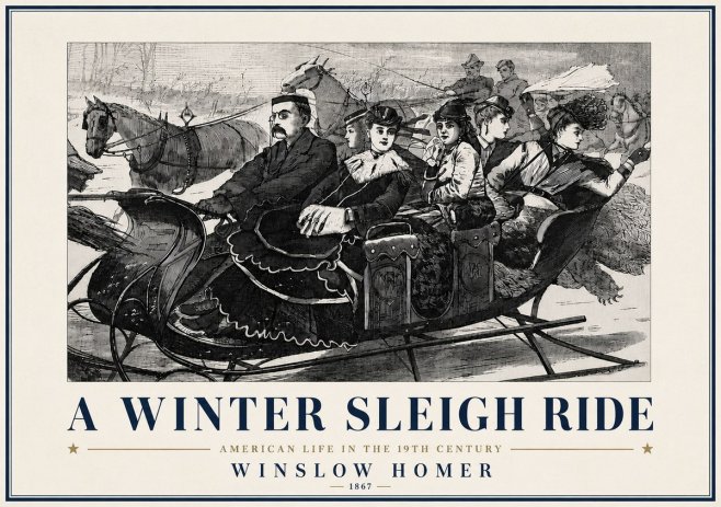 Winslow Homer A Winter Sleigh Ride - American Life in the 19Th Century No6 - Plakát