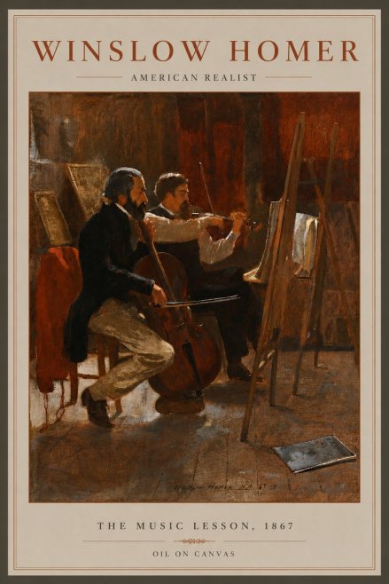Winslow Homer The Music Lesson, 1867 No6 - Plakát