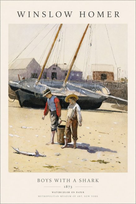 Winslow Homer Boys with a Shark No1 - Plakát
