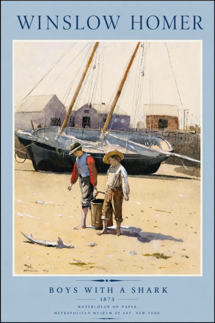 Winslow Homer Boys with a Shark No3 - Plakát