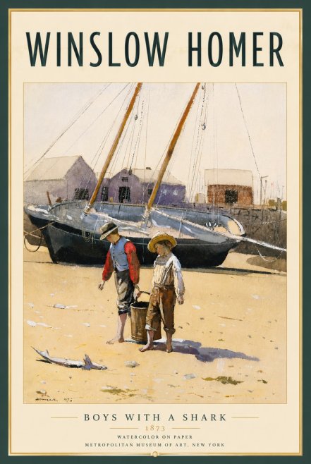 Winslow Homer Boys with a Shark No4 - Plakát