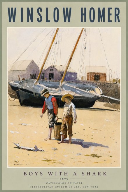 Winslow Homer Boys with a Shark No6 - Plakát