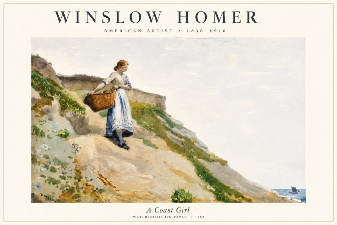 Winslow Homer A Coast Girl No1 - Plakát