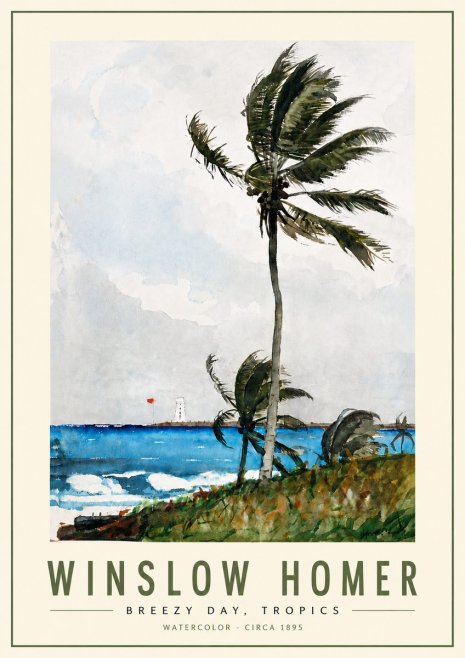 Winslow Homer Breezy Day, Tropics No5 - Plakát