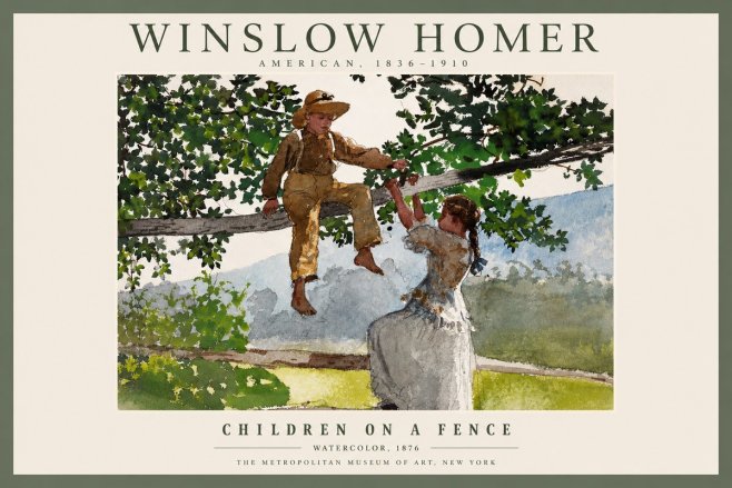 Winslow Homer Children on a Fence No2 - Plakát