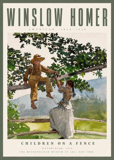 Winslow Homer Children on a Fence No4 - Plakát