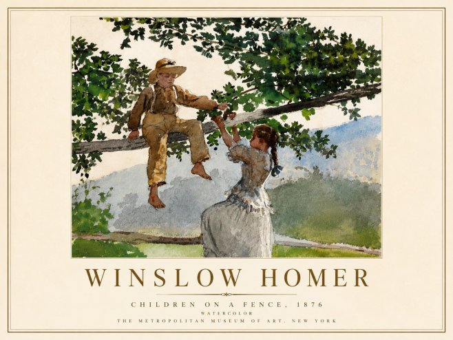 Winslow Homer Children on a Fence No5 - Plakát