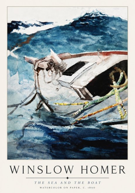 Winslow Homer The Sea and the Boat No3 - Plakát