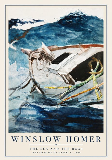 Winslow Homer The Sea and the Boat No5 - Plakát