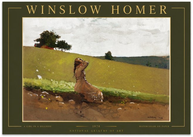 Winslow Homer A Girl in a Hillside No2 - Plakát