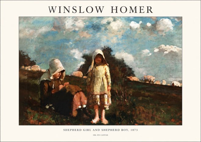 Winslow Homer Shepherd Girl and Shepherd Boy, 1873 No1 - Plakát