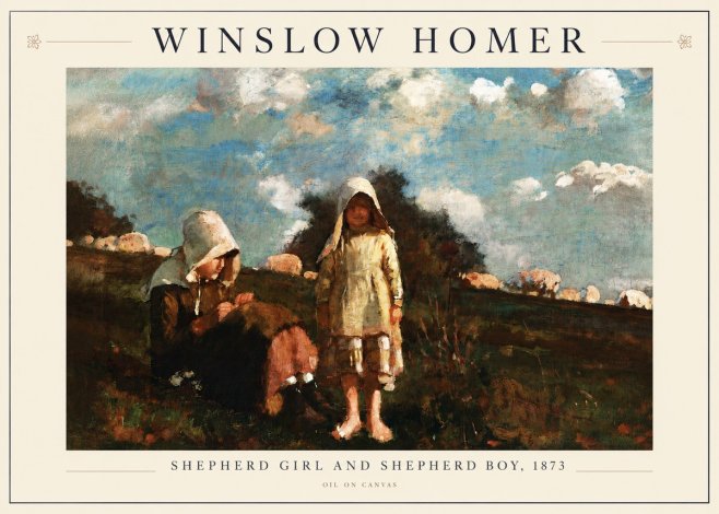 Winslow Homer Shepherd Girl and Shepherd Boy, 1873 No3 - Plakát