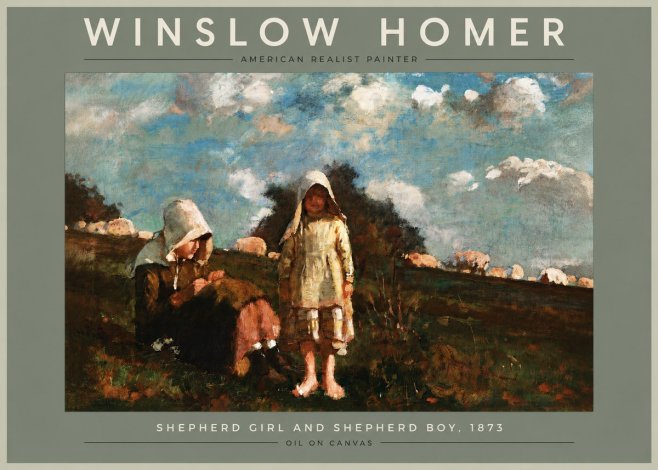 Winslow Homer Shepherd Girl and Shepherd Boy, 1873 No4 - Plakát