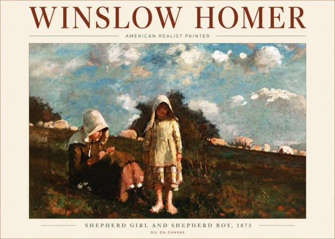 Winslow Homer Shepherd Girl and Shepherd Boy, 1873 No5 - Plakát