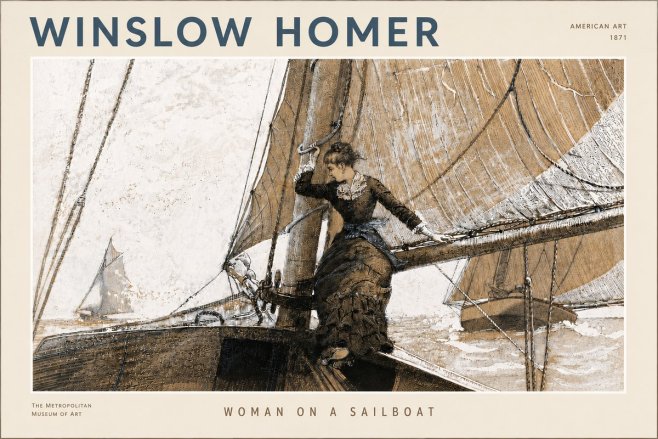 Winslow Homer Woman on a Sailboat No4 - Plakát