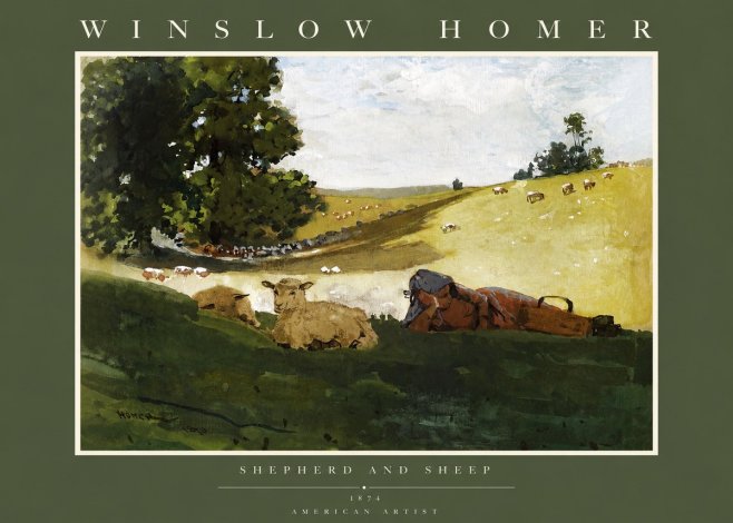Winslow Homer Shepherd and Sheep No2 - Plakát