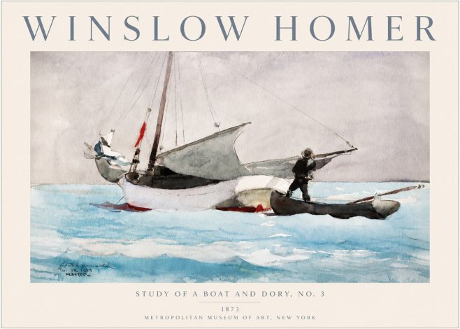 Winslow Homer Study of a Boat and Dory Watercolor, No. 3 No3 - Plakát