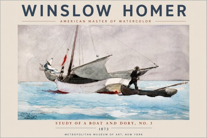 Winslow Homer Study of a Boat and Dory Watercolor, No. 3 No4 - Plakát