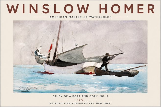 Winslow Homer Study of a Boat and Dory Watercolor, No. 3 No6 - Plakát