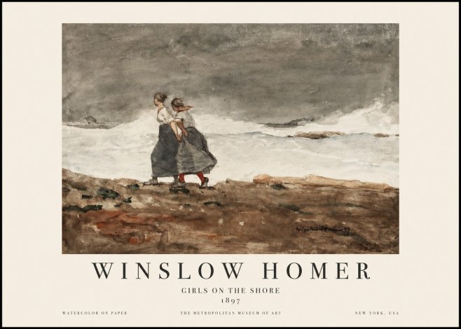 Winslow Homer Girls on the Shore No1 - Plakát