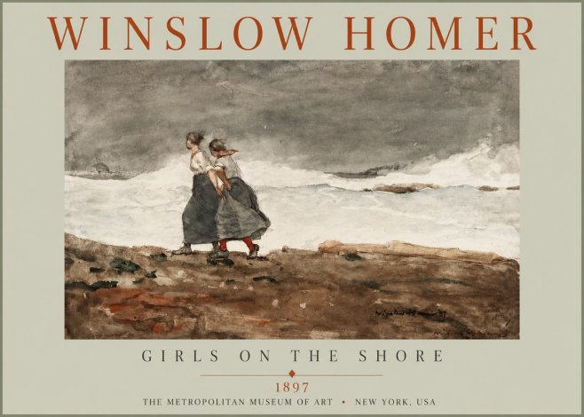 Winslow Homer Girls on the Shore No2 - Plakát