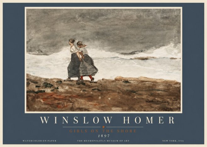 Winslow Homer Girls on the Shore No3 - Plakát