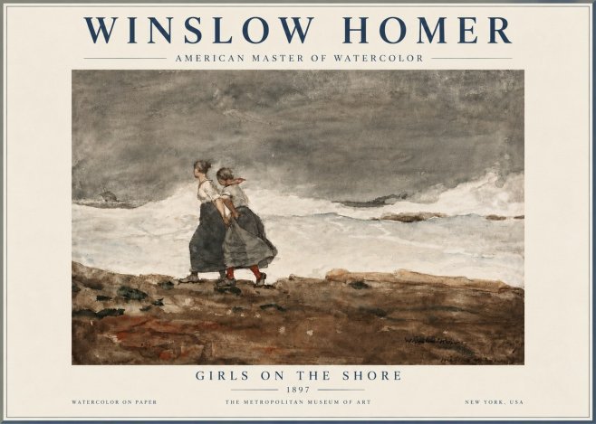 Winslow Homer Girls on the Shore No6 - Plakát