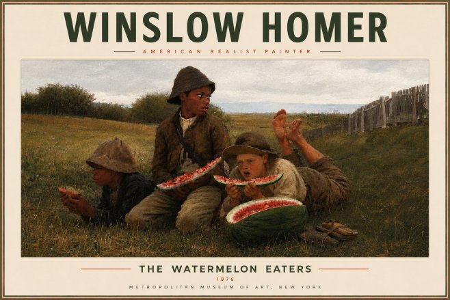 Winslow Homer The Watermelon Eaters No5 - Plakát