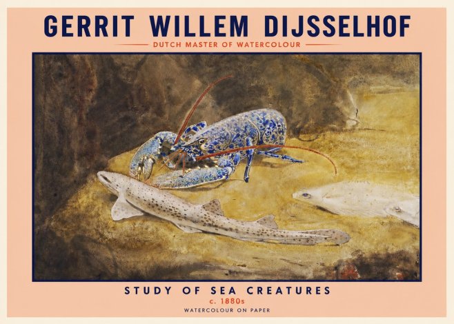 Gerrit Willem Dijsselhof Study of Sea Creatures No2 - Plakát