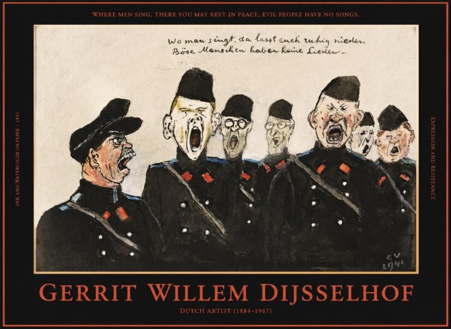 Gerrit Willem Dijsselhof Where Men Sing, There You May Rest in Peace; Evil People Have No Songs. No1 - Plakát