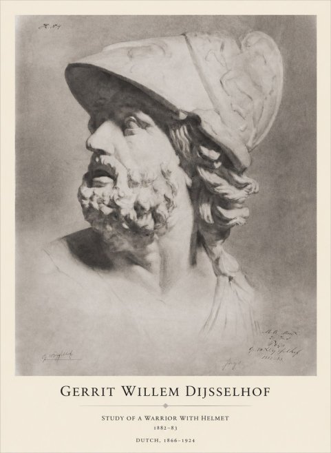 Gerrit Willem Dijsselhof Study of a Warrior with Helmet No1 - Plakát